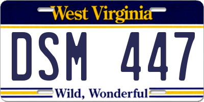 WV license plate DSM447