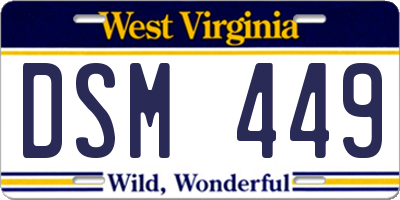 WV license plate DSM449