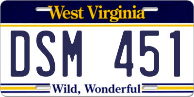 WV license plate DSM451