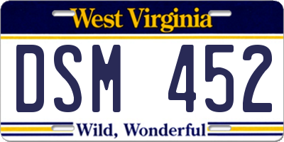 WV license plate DSM452