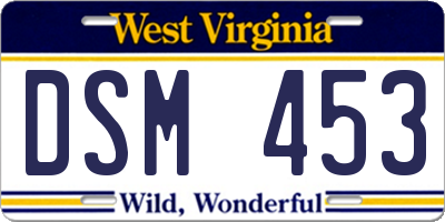 WV license plate DSM453