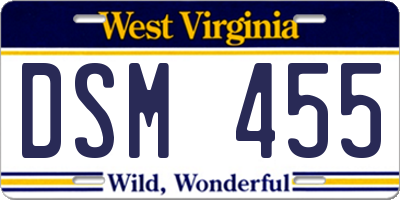 WV license plate DSM455