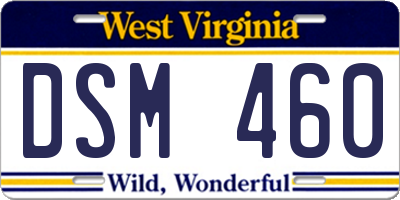 WV license plate DSM460
