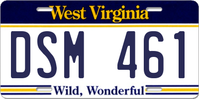 WV license plate DSM461