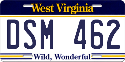 WV license plate DSM462
