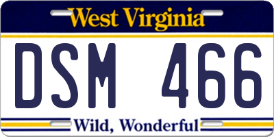 WV license plate DSM466