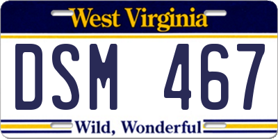 WV license plate DSM467