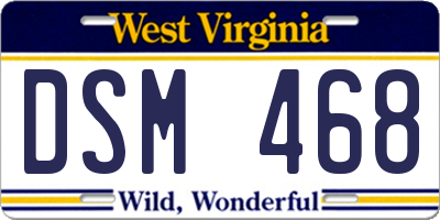 WV license plate DSM468