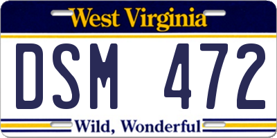 WV license plate DSM472