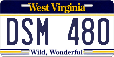 WV license plate DSM480