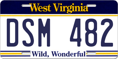 WV license plate DSM482