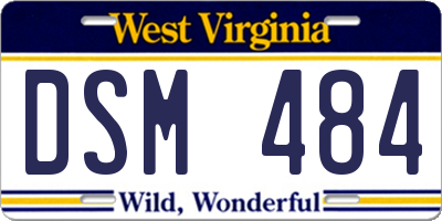 WV license plate DSM484