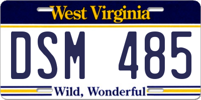 WV license plate DSM485
