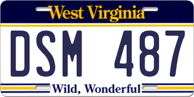 WV license plate DSM487