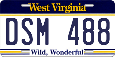 WV license plate DSM488