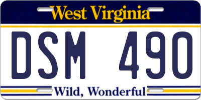 WV license plate DSM490