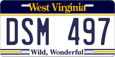 WV license plate DSM497