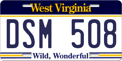 WV license plate DSM508