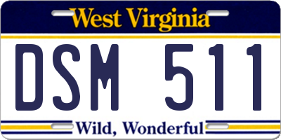WV license plate DSM511