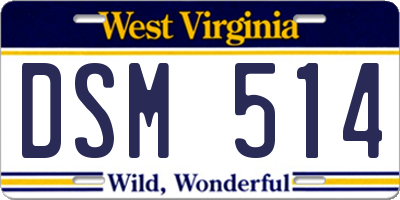 WV license plate DSM514