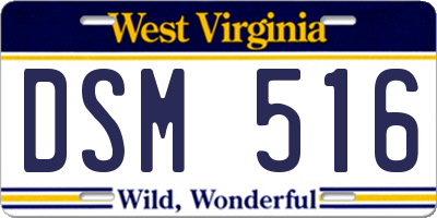 WV license plate DSM516