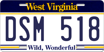 WV license plate DSM518