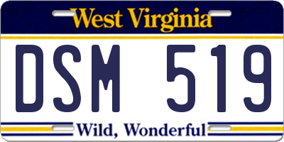 WV license plate DSM519