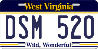 WV license plate DSM520