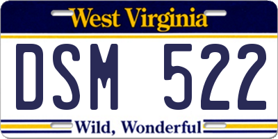 WV license plate DSM522