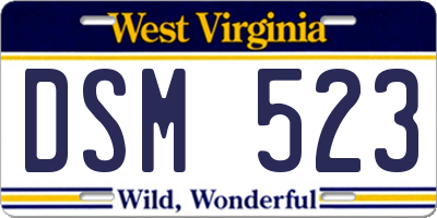 WV license plate DSM523