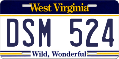 WV license plate DSM524