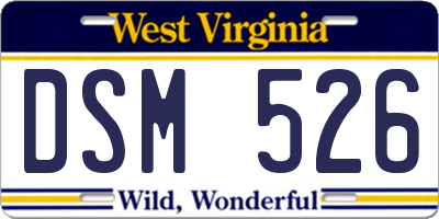 WV license plate DSM526