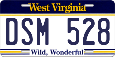 WV license plate DSM528