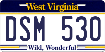 WV license plate DSM530