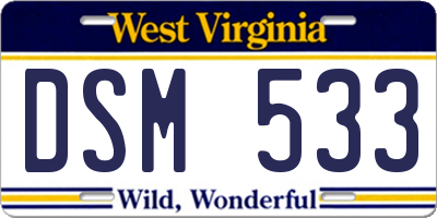 WV license plate DSM533