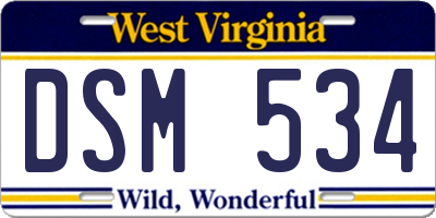 WV license plate DSM534