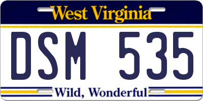 WV license plate DSM535