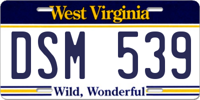 WV license plate DSM539