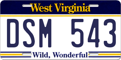 WV license plate DSM543