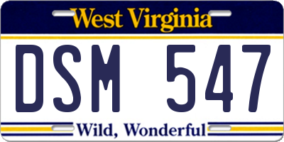 WV license plate DSM547