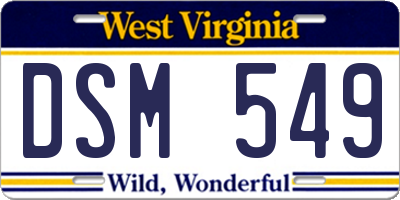 WV license plate DSM549