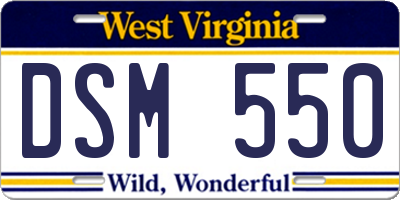 WV license plate DSM550
