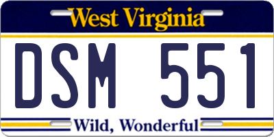 WV license plate DSM551