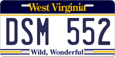 WV license plate DSM552