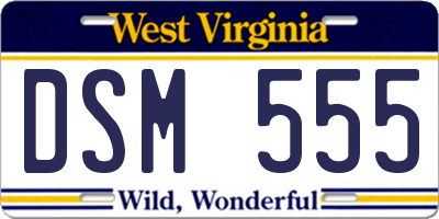 WV license plate DSM555