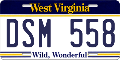 WV license plate DSM558