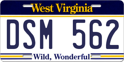 WV license plate DSM562
