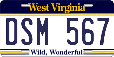 WV license plate DSM567