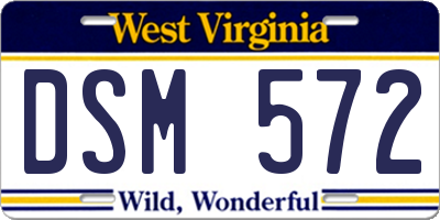 WV license plate DSM572