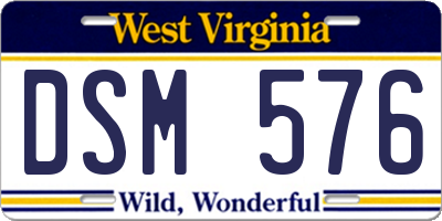 WV license plate DSM576